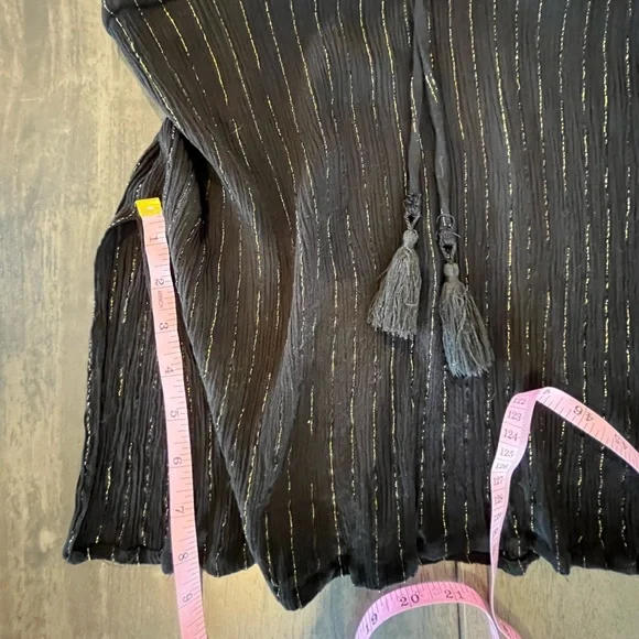 💜 Xhilaration - Black & Metallic Gold Swim Beach Coverup Dress - Deep V - Small - Picture 7 of 8